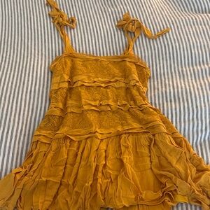 Avenue Mustard Lace Mini Dress